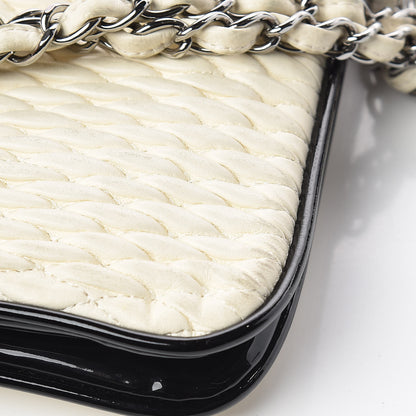Chanel Vinyl Lambskin Quilted Shoulder Flap Beige Black 14 of 16