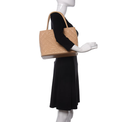 Chanel Caviar Quilted Medallion Tote Beige 2 of 15