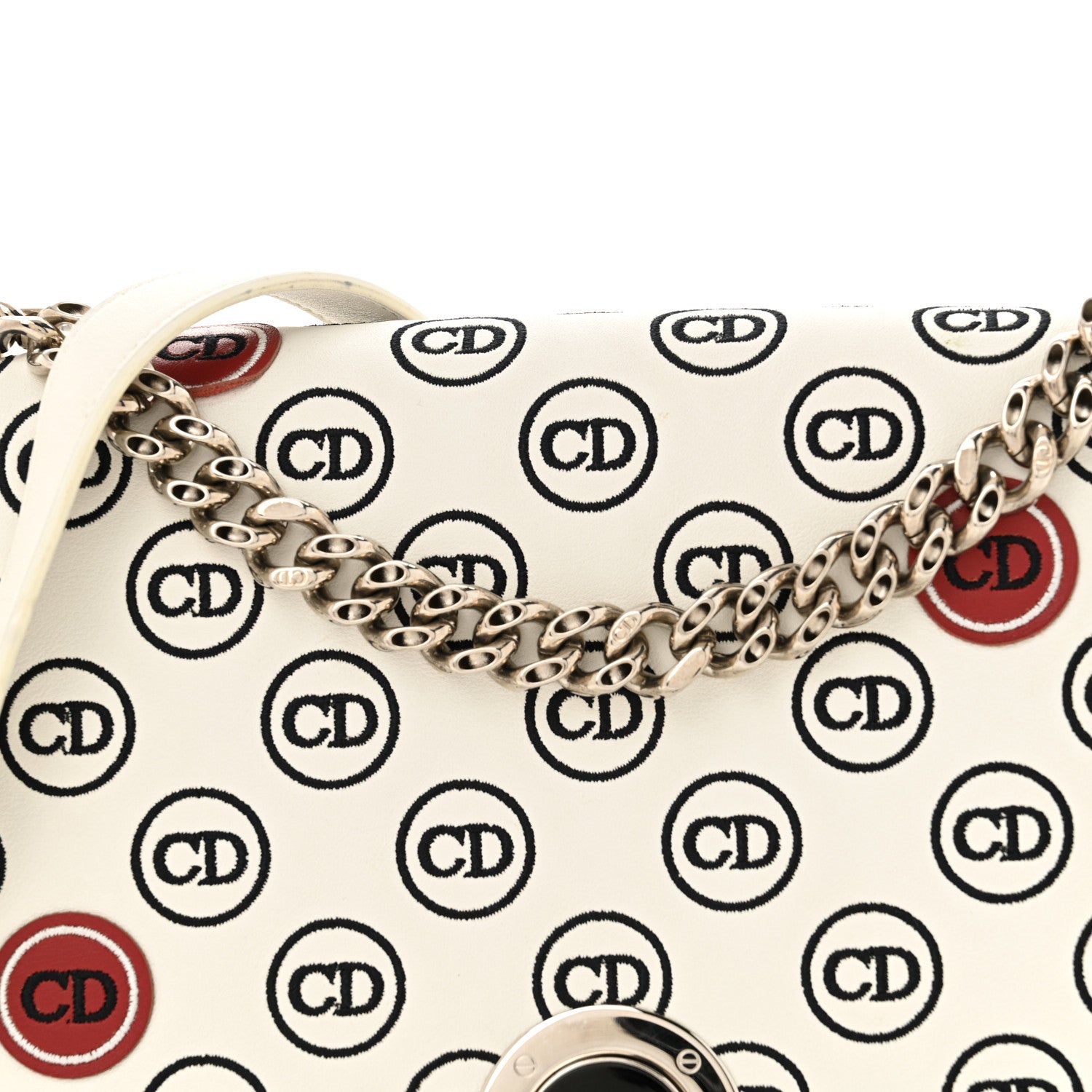 Christian Dior Calfskin Printed Medium Diorama Flap Bag White 8 of 14