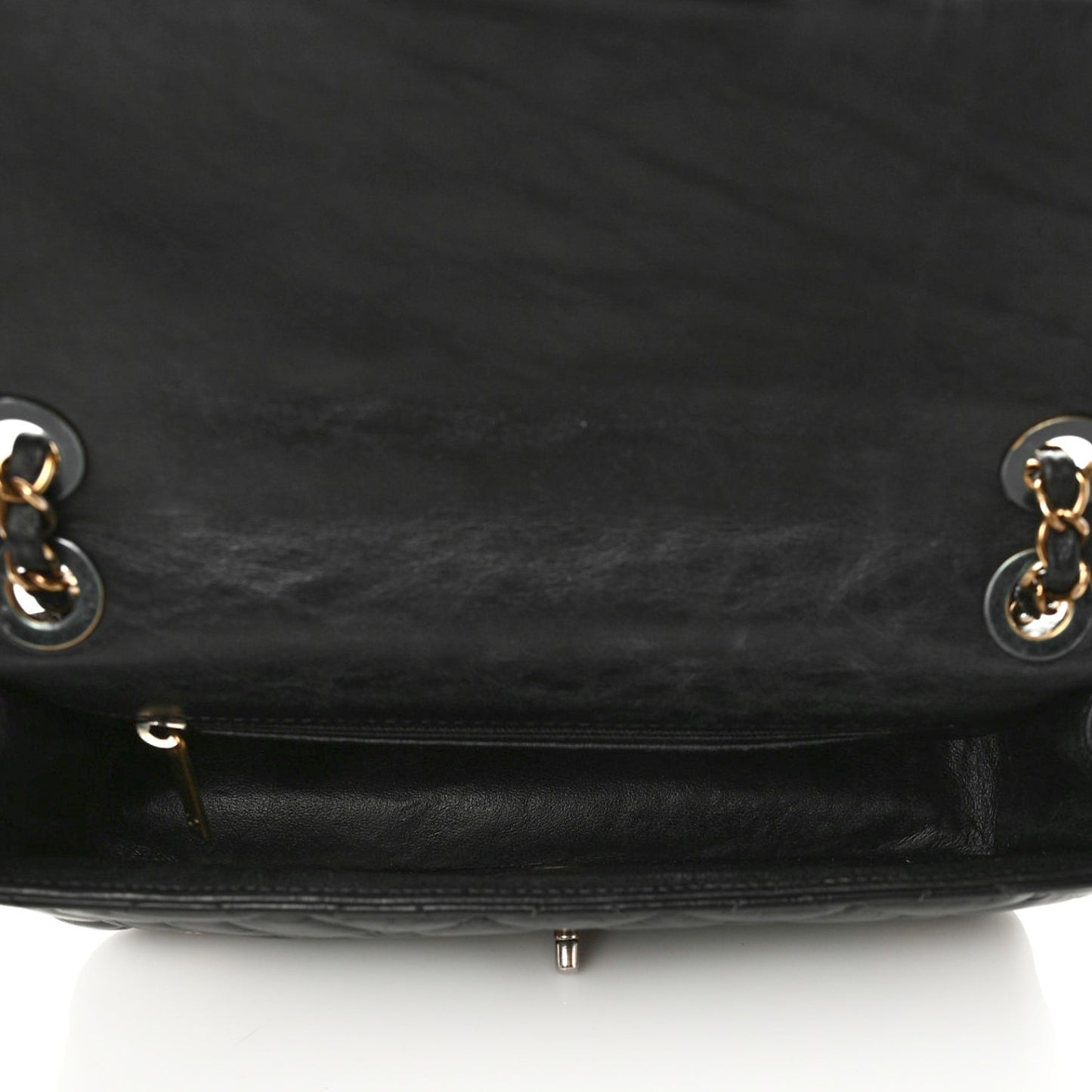 Aged Calfskin Quilted Medium Medallion Flap Black