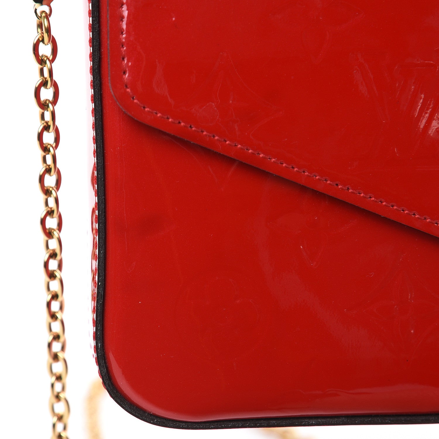 Louis Vuitton Vernis Felicie Pochette Chain Wallet Cherry 9 of 10