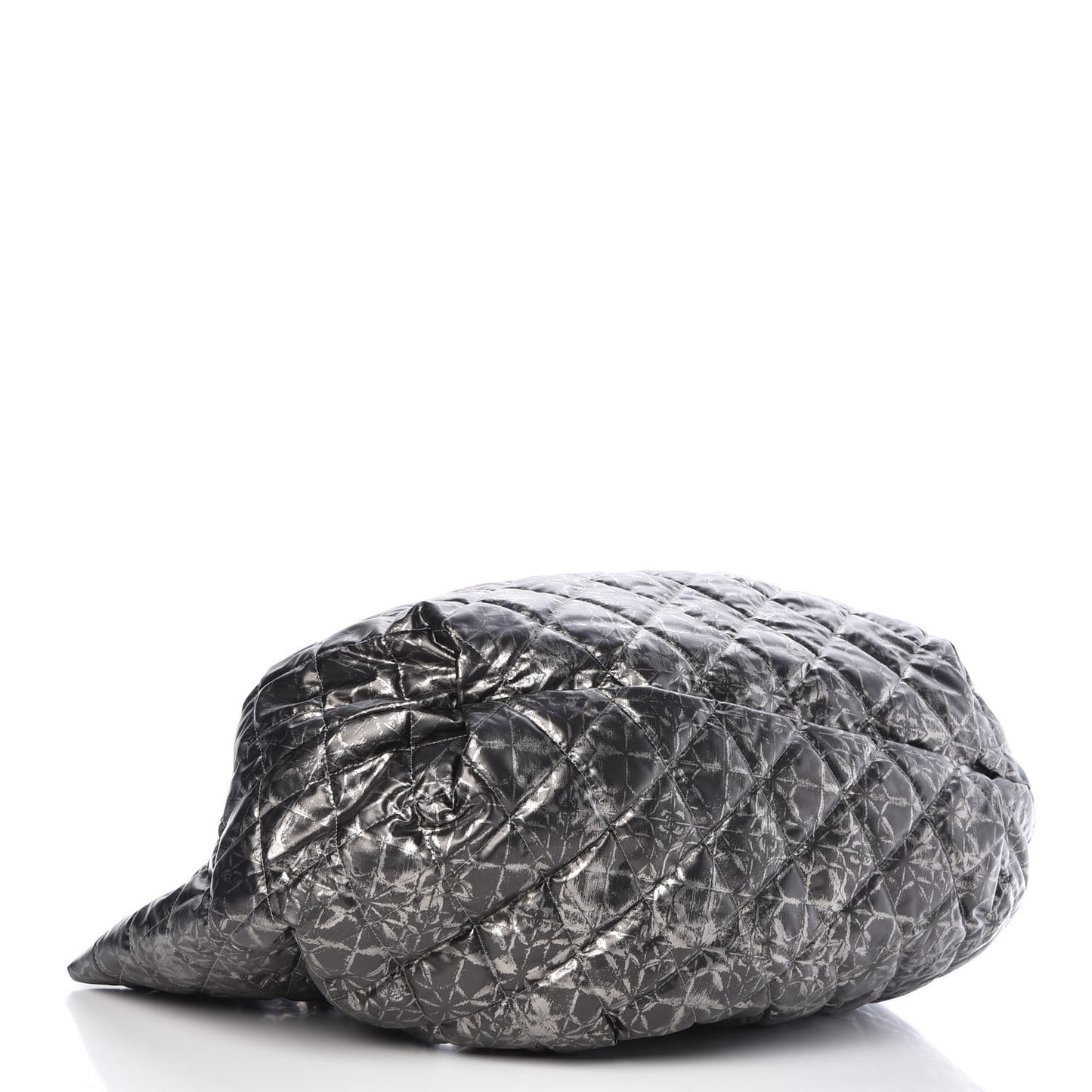 Nylon Printed Cabas Tote Silver