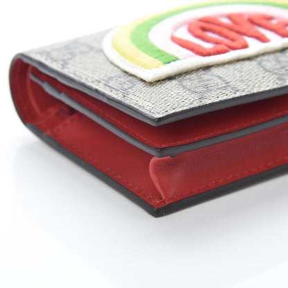 Gucci Soft GG Supreme Monogram Rainbow Embroidered Card Case Wallet 8 of 10