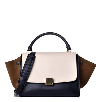 Celine Smooth Calfskin Suede Small Tri-Color Cream Black Brown 1 of 9