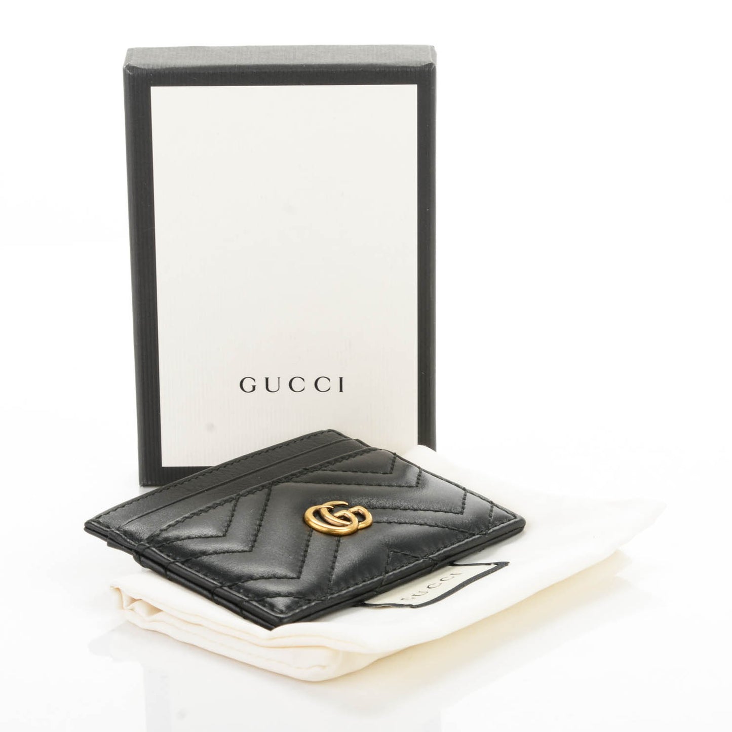 Calfskin Matelasse GG Marmont Card Holder Black