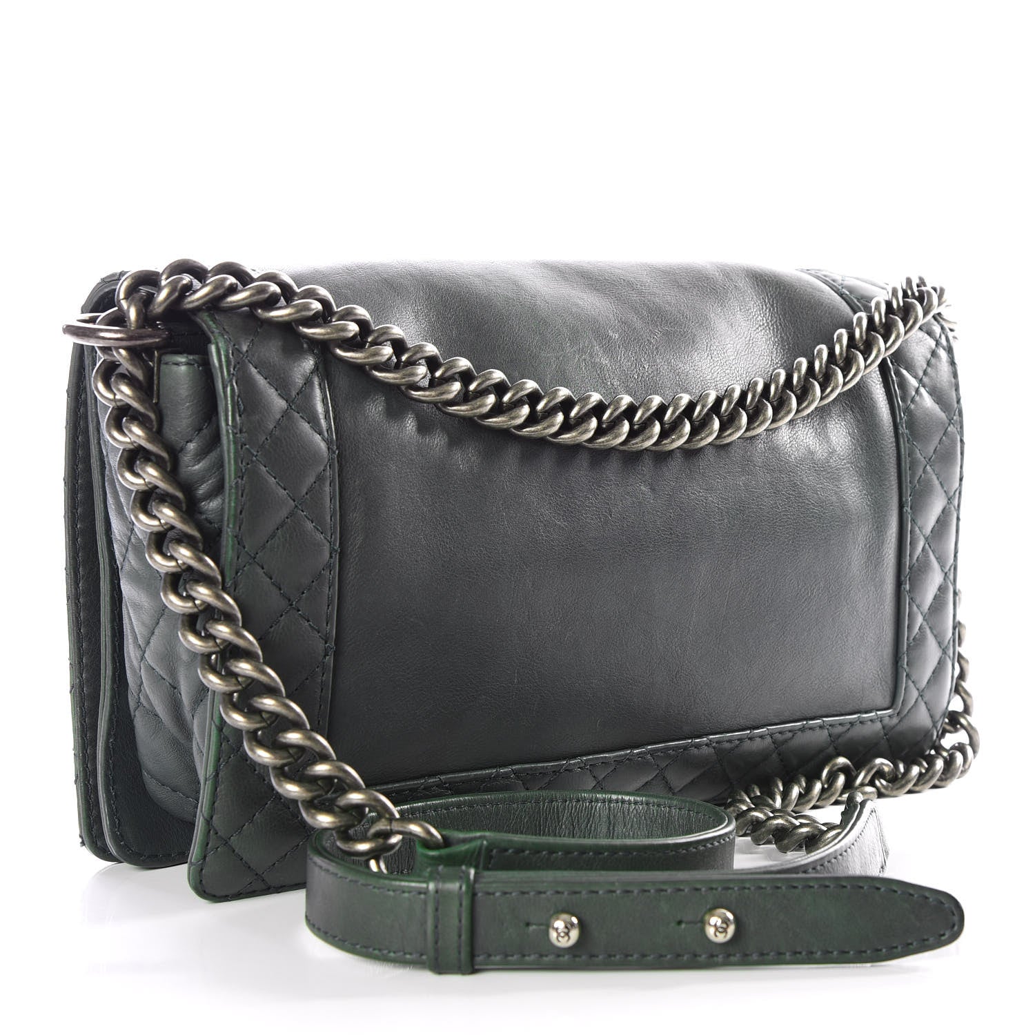 Chanel Calfskin Medium Boy Reverso Flap Dark Green 2 of 11