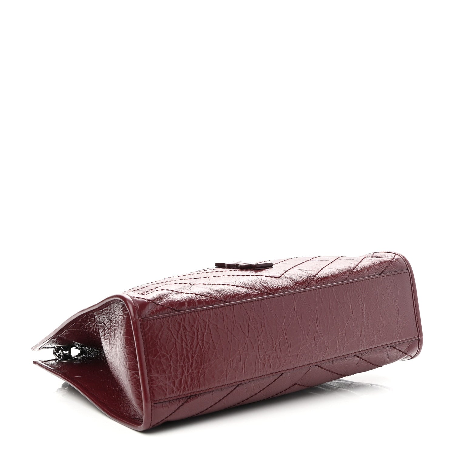 Saint Laurent Crinkled Calfskin Matelasse Monogram Medium Niki Shopper Tote Burgundy 4 of 8
