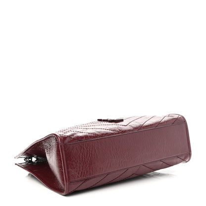 Saint Laurent Crinkled Calfskin Matelasse Monogram Medium Niki Shopper Tote Burgundy 4 of 8