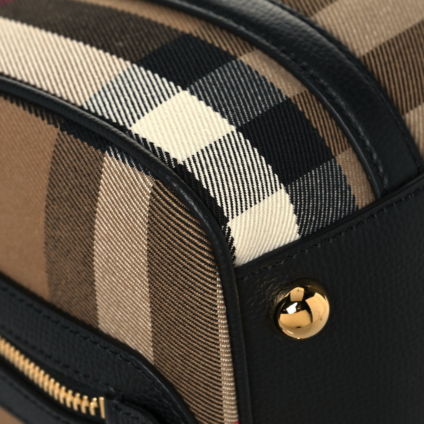 House Check Derby Calfskin Small Alchester Bowling Bag Black