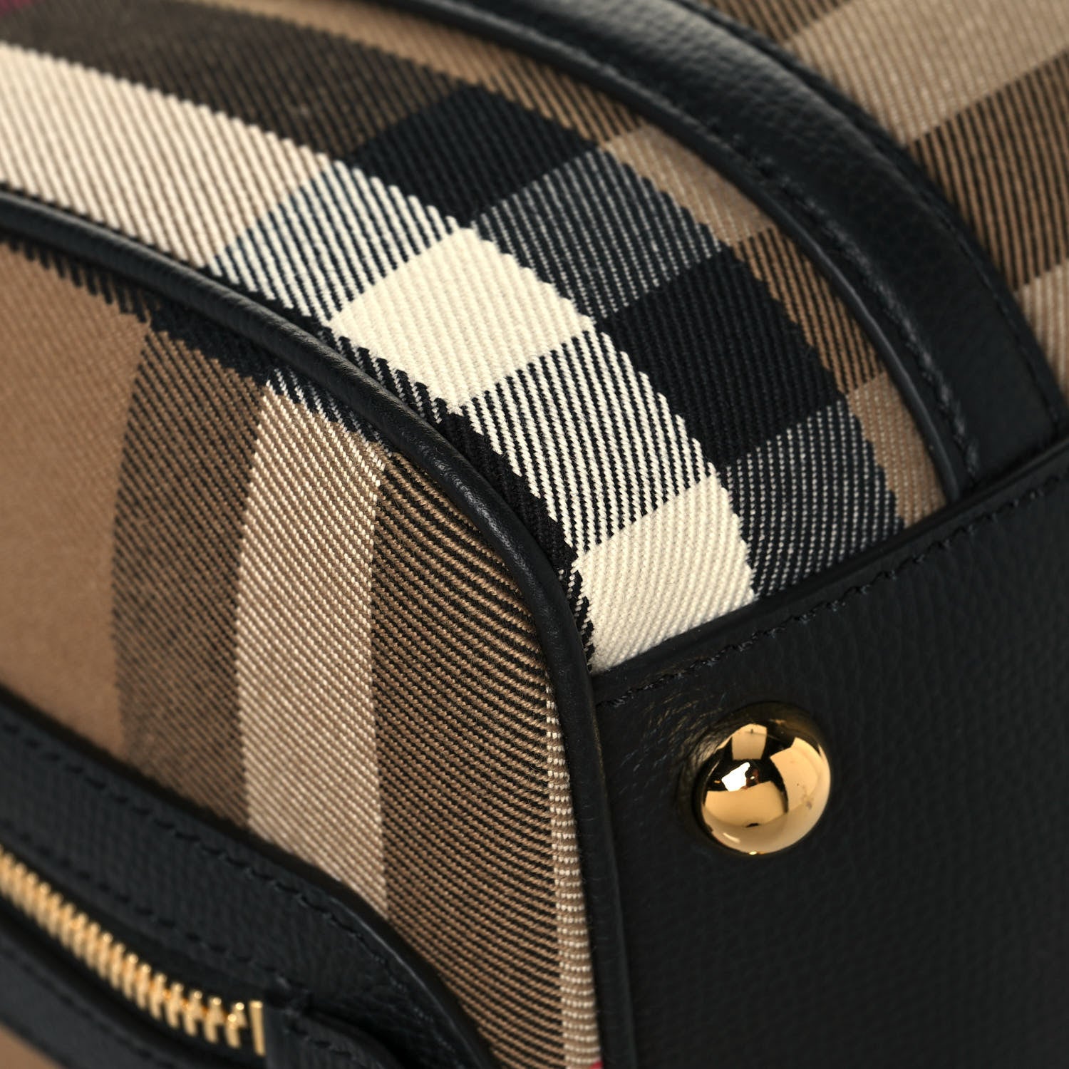 Burberry House Check Derby Calfskin Small Alchester Bowling Bag Black 10 of 12