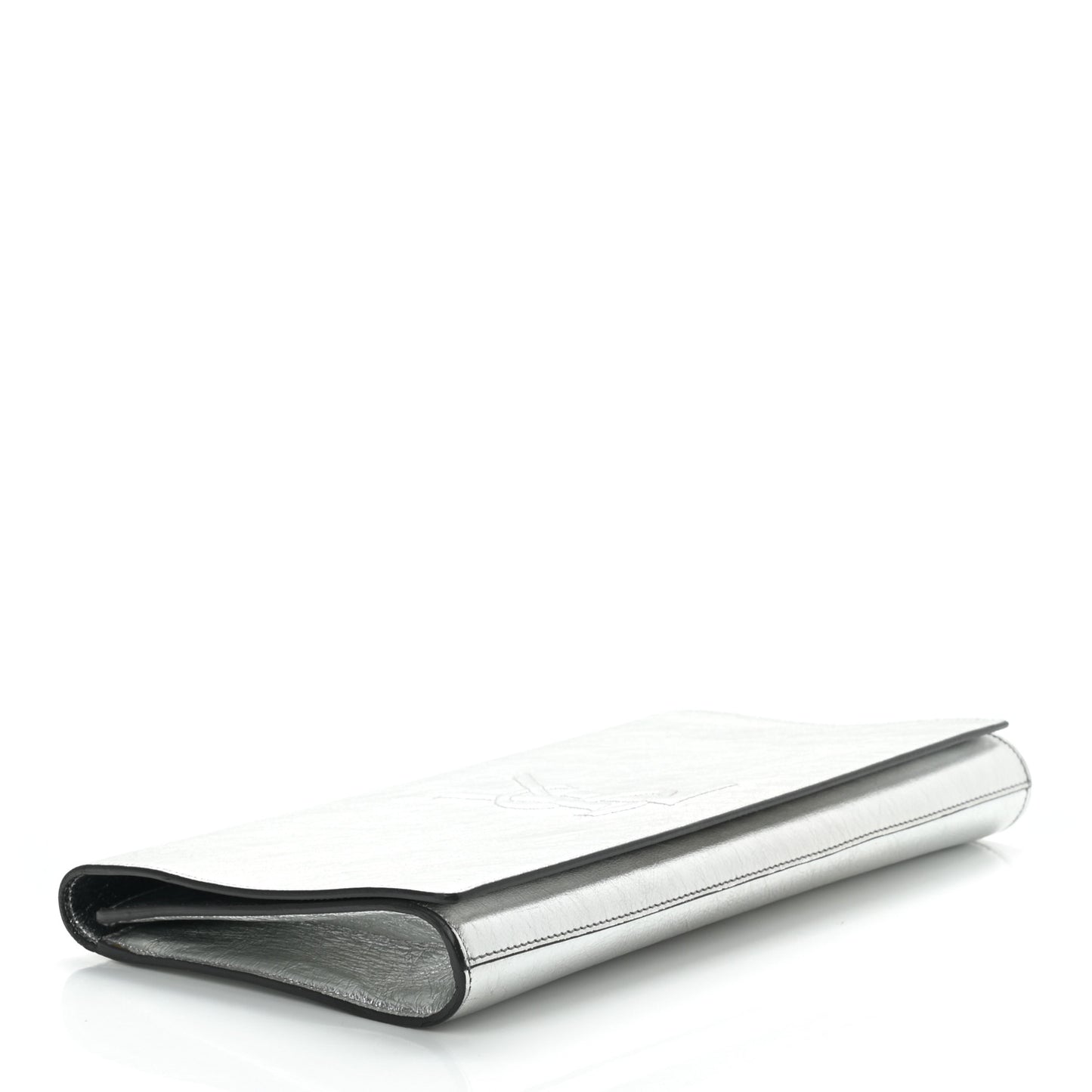 Metallic Calfskin Monogram Large Belle De Jour Clutch Silver