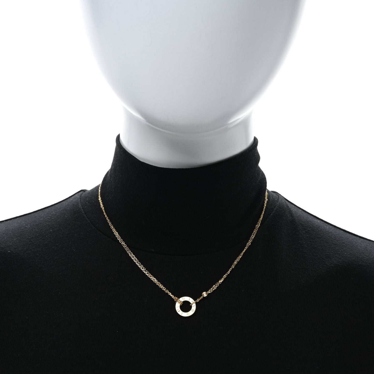 18K Yellow Gold 2 Diamond LOVE Necklace