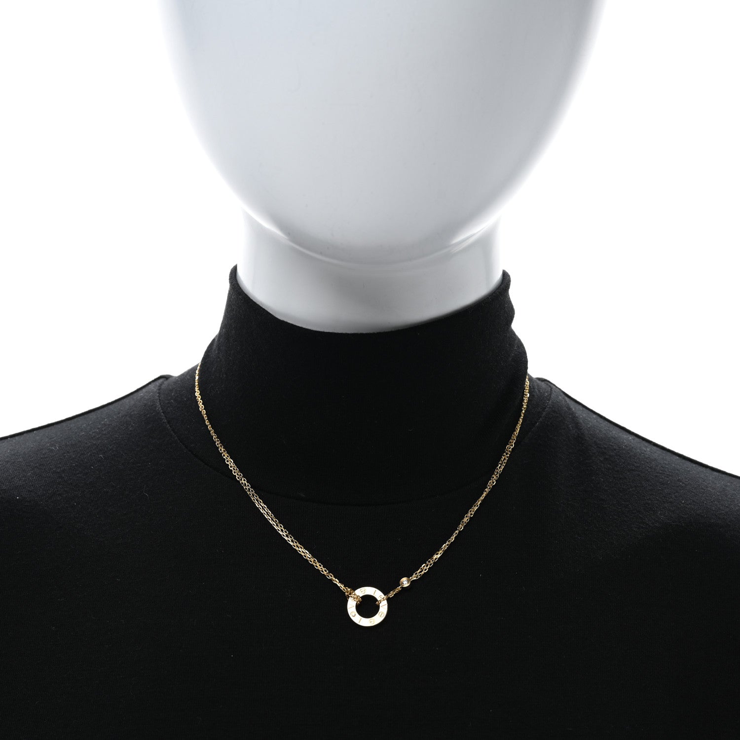 Cartier 18K Yellow Gold 2 Diamond LOVE Necklace 2 of 5