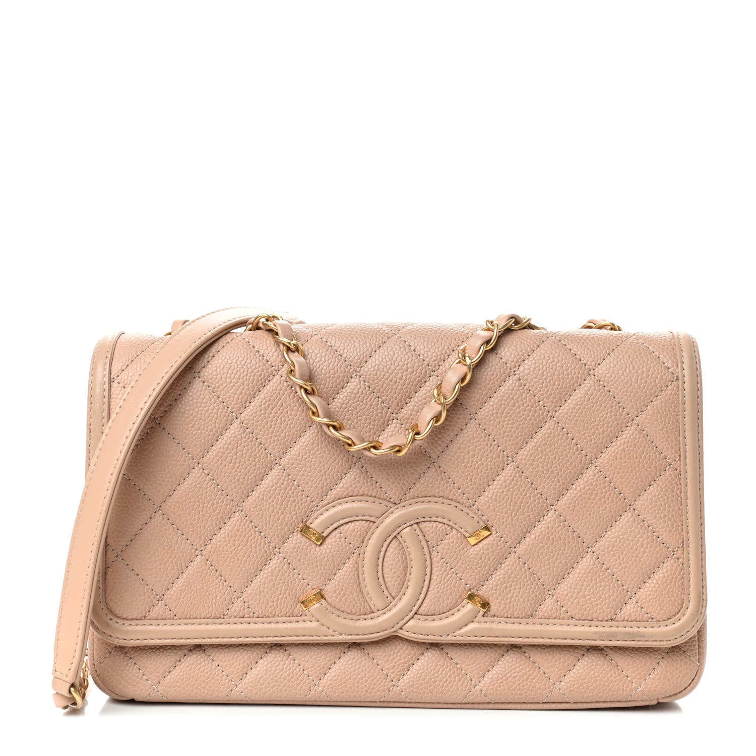 Chanel Caviar Quilted Medium CC Filigree Flap Beige 1 of 4