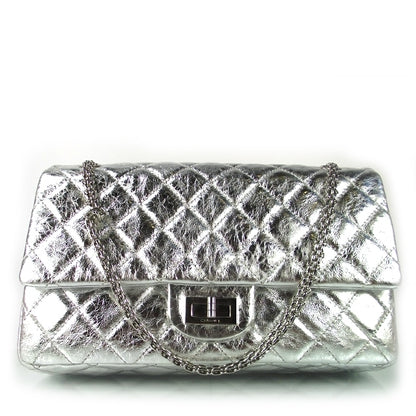 Chanel Distressed Leather 2.55 Reissue 227 Jumbo Flap Silver 1 of 10