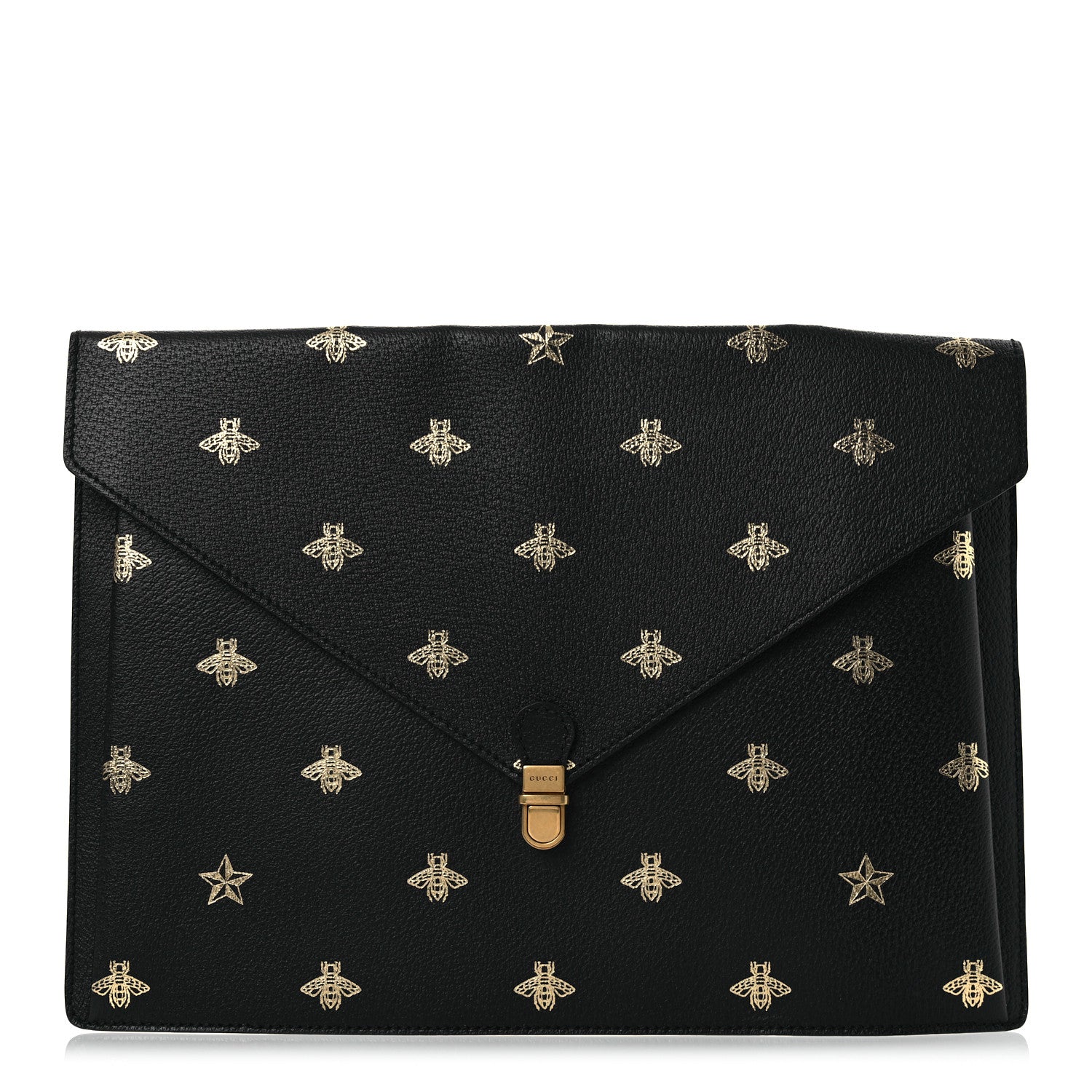 Gucci Grained Calfskin Bee Star Portfolio Black 1 of 7