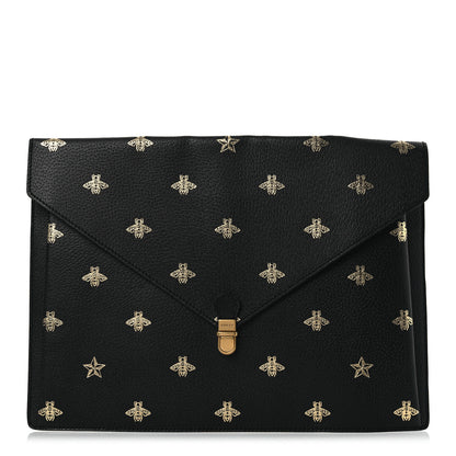 Gucci Grained Calfskin Bee Star Portfolio Black 1 of 7