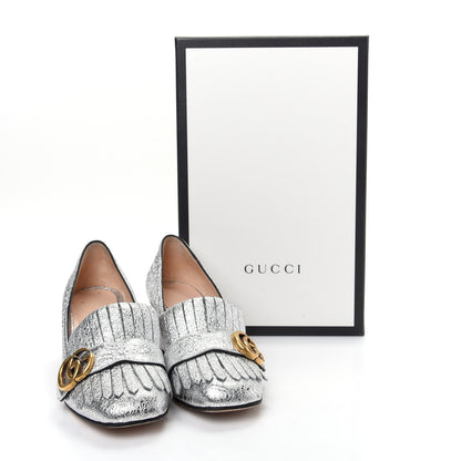 Gucci Galassia GG Marmont Fringe 50mm Loafer Pumps 37 Argento 8 of 12
