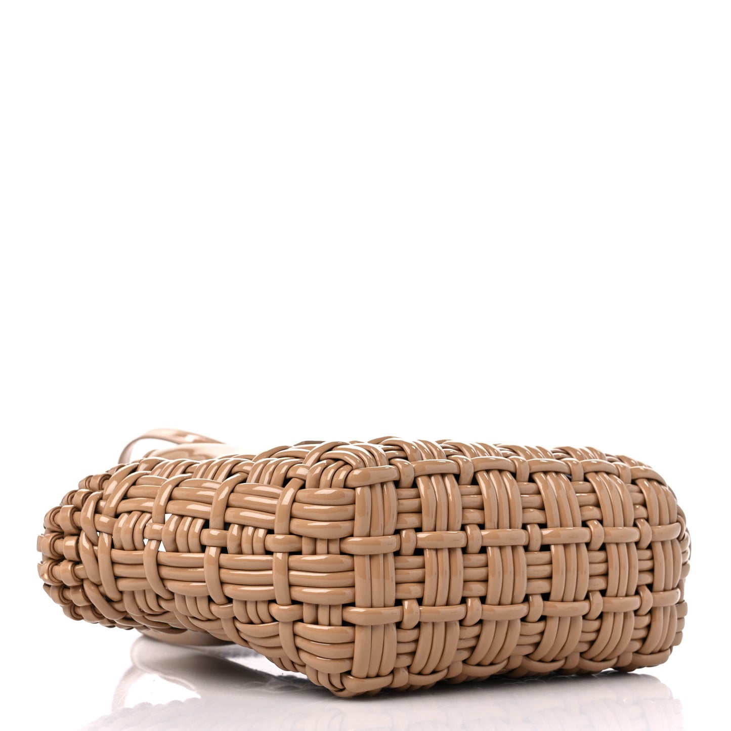 Faux Calfskin Braided Varnished XXS Bistro Basket Beige