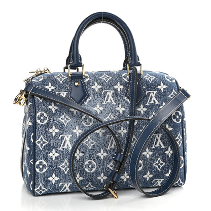 Louis Vuitton Monogram Jacquard Denim Speedy Bandouliere 25 Bleu 3 of 11