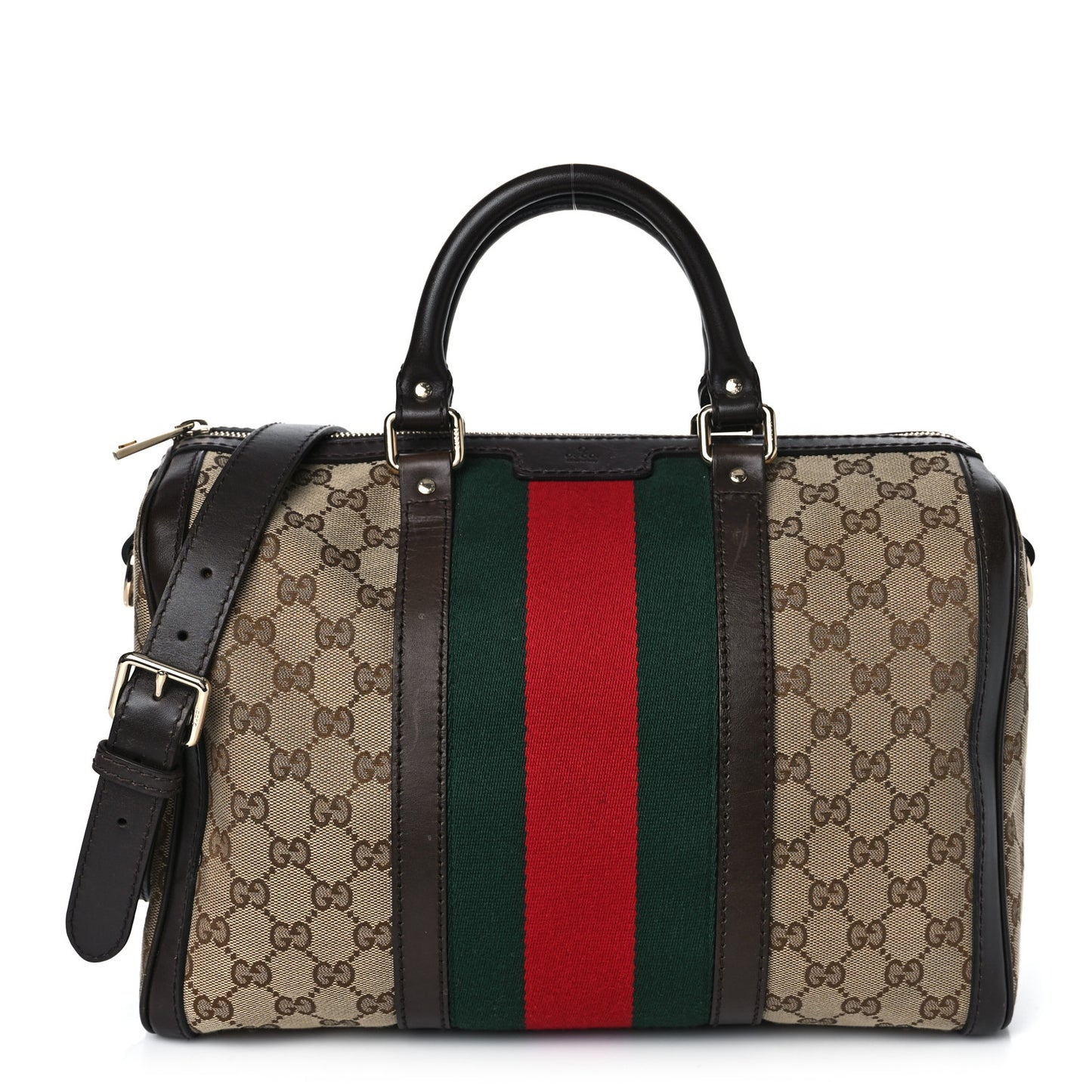 Monogram Vintage Web Medium Boston Dark Brown