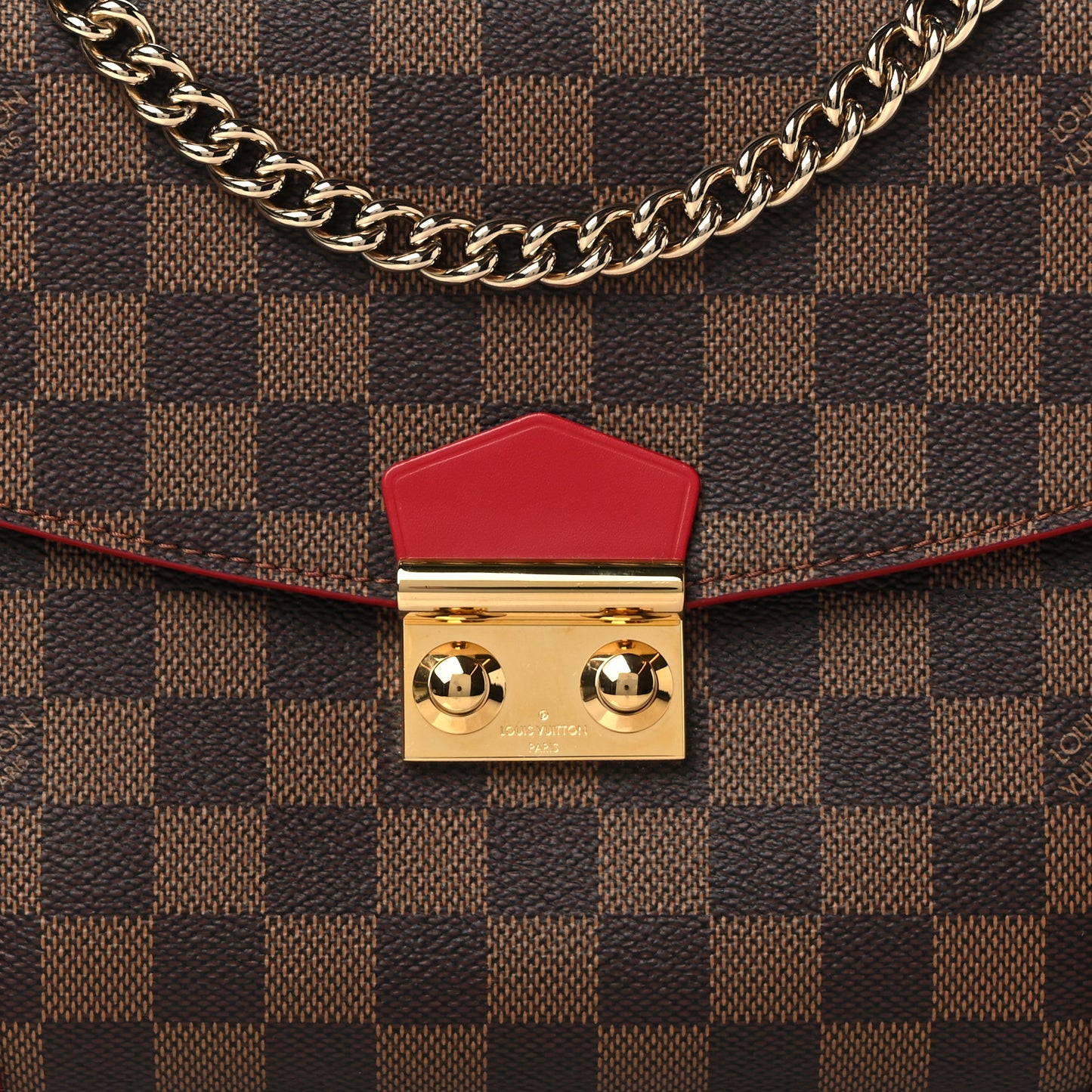 Damier Ebene Caissa Clutch Cherry
