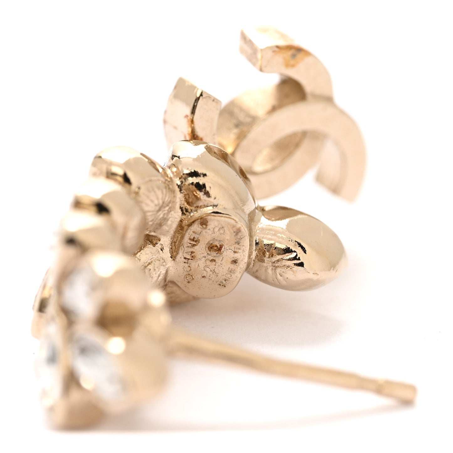 Crystal Sparkling Wheat CC Long Drop Earrings Gold