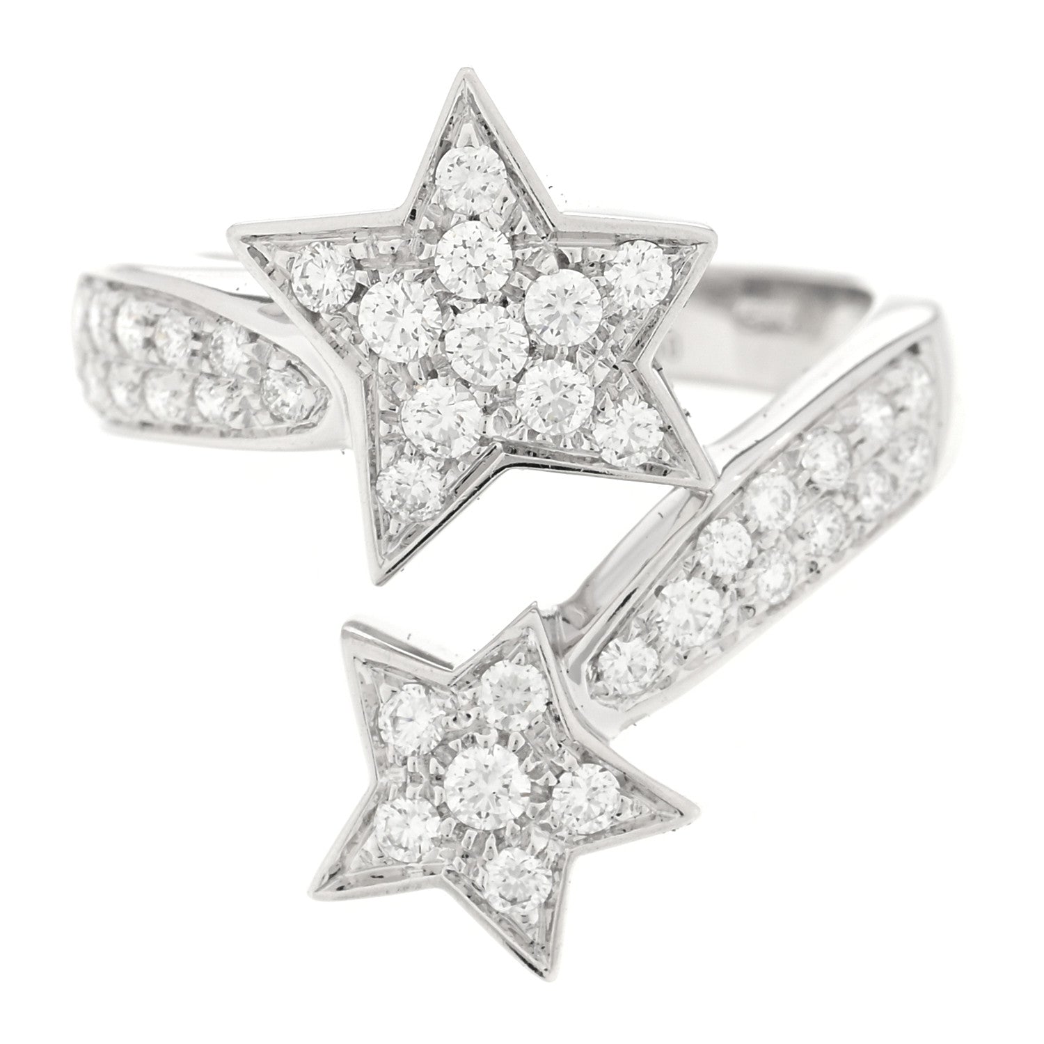 Chanel 18K White Gold Diamond Comete Geode Ring 50 5.25 1 of 4