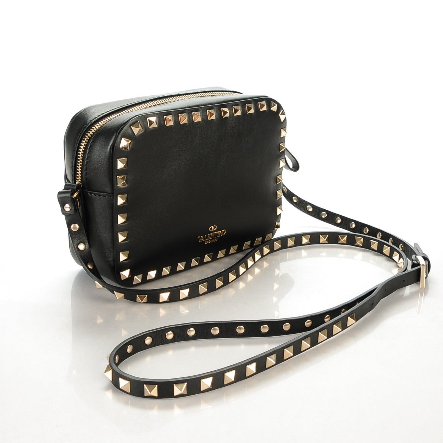 Valentino Garavani Calfskin Rockstud Camera Crossbody Bag Black 3 of 7
