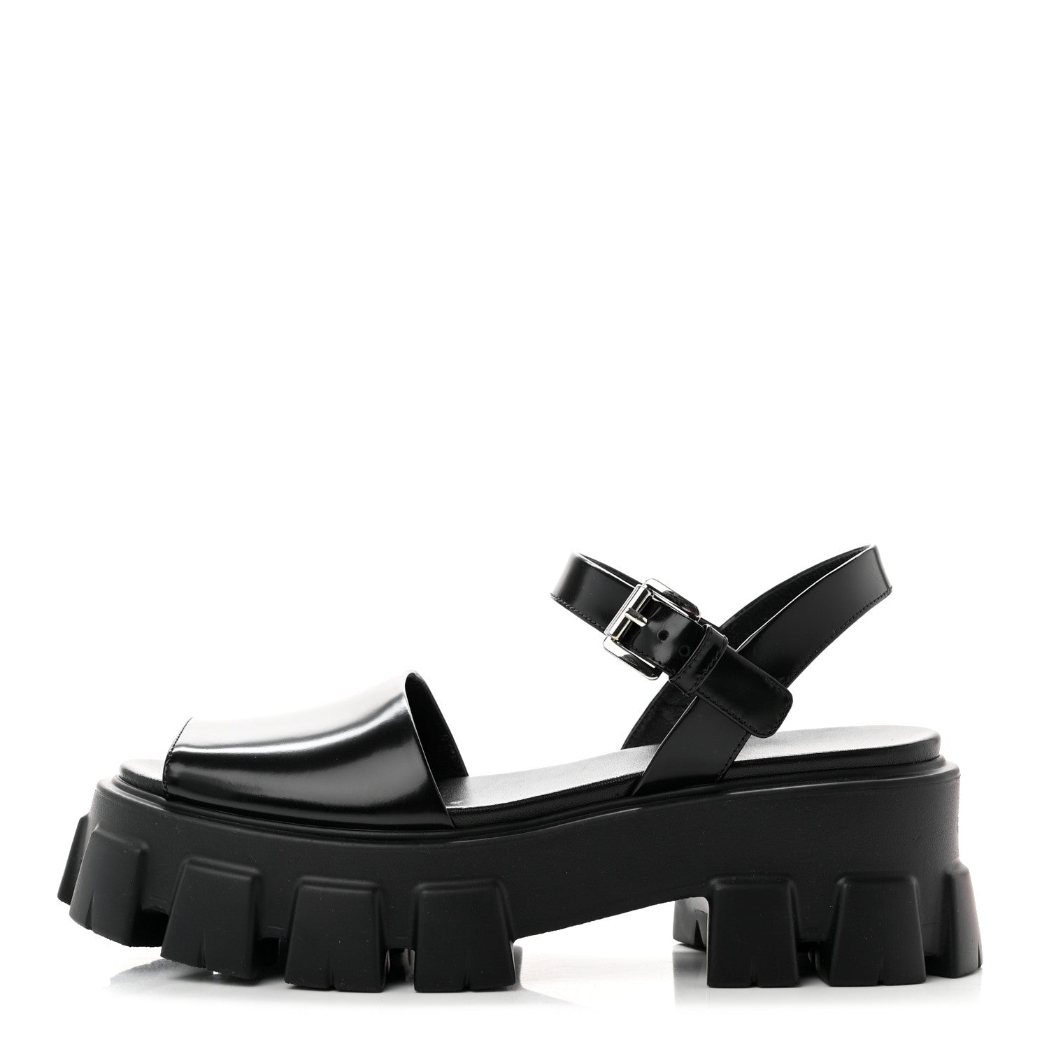 Prada Spazzolato Monolith 55mm Sandals 38.5 Black 1 of 8