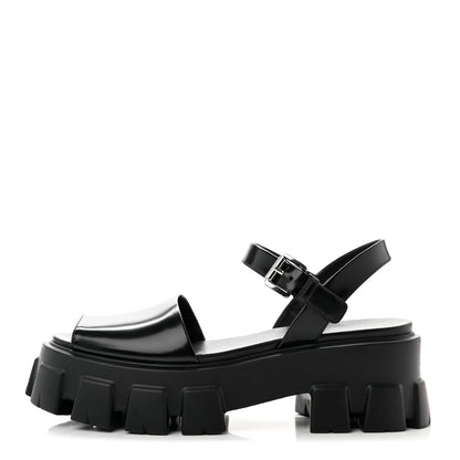 Prada Spazzolato Monolith 55mm Sandals 38.5 Black 1 of 8