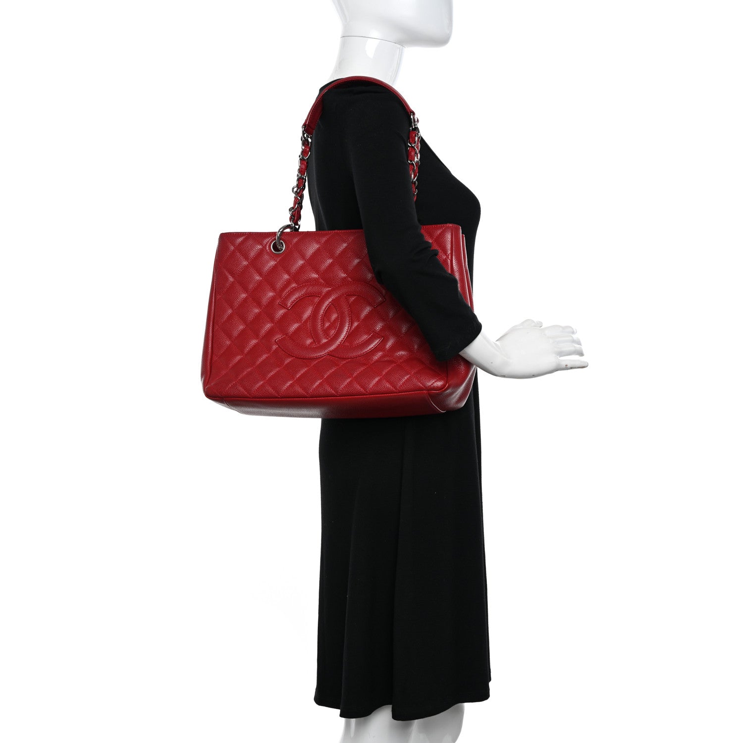 Chanel Caviar Quilted Grand Shopping Tote GST Red 2 of 11