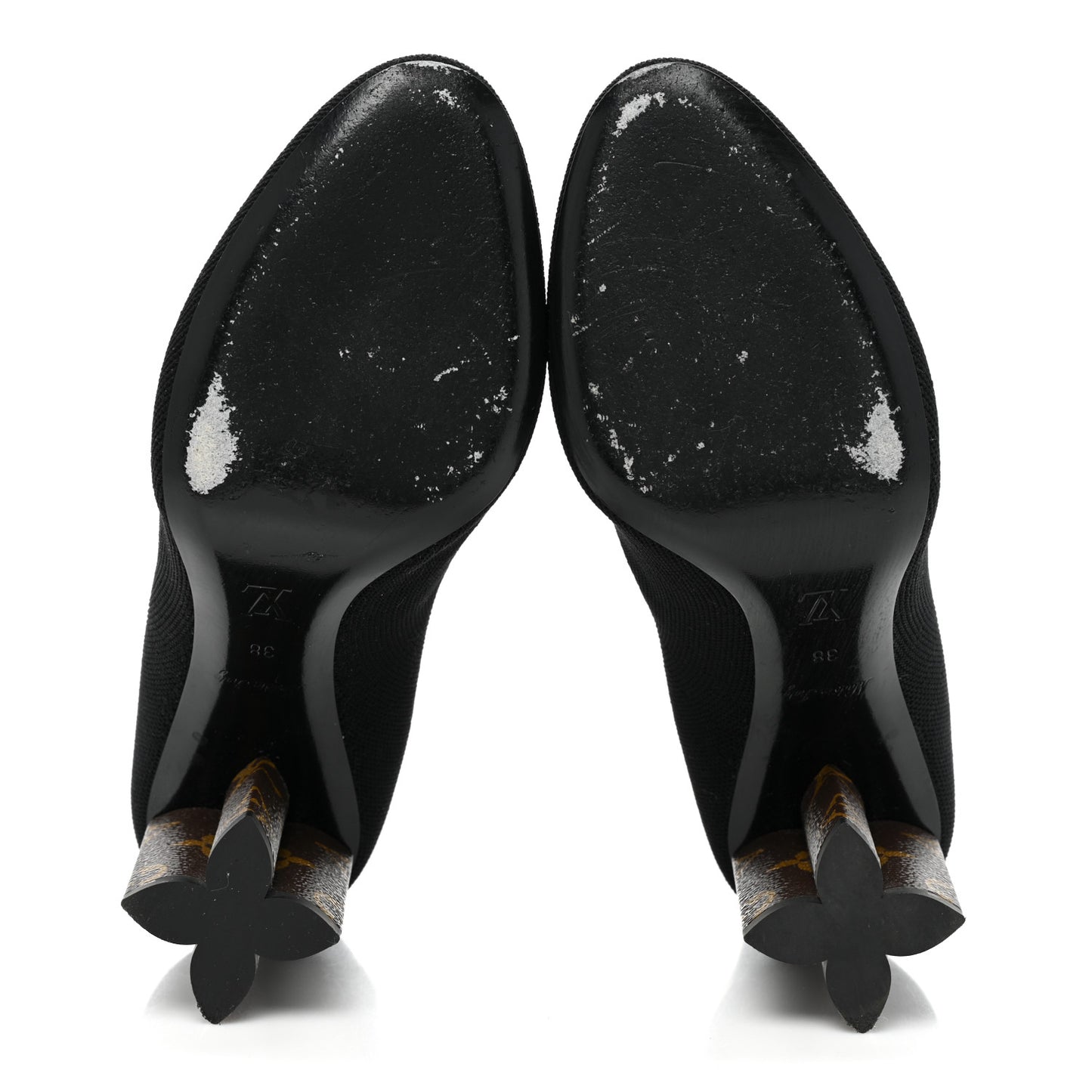 Monogram Stretch Fabric Silhouette Ankle Boots 38 Black