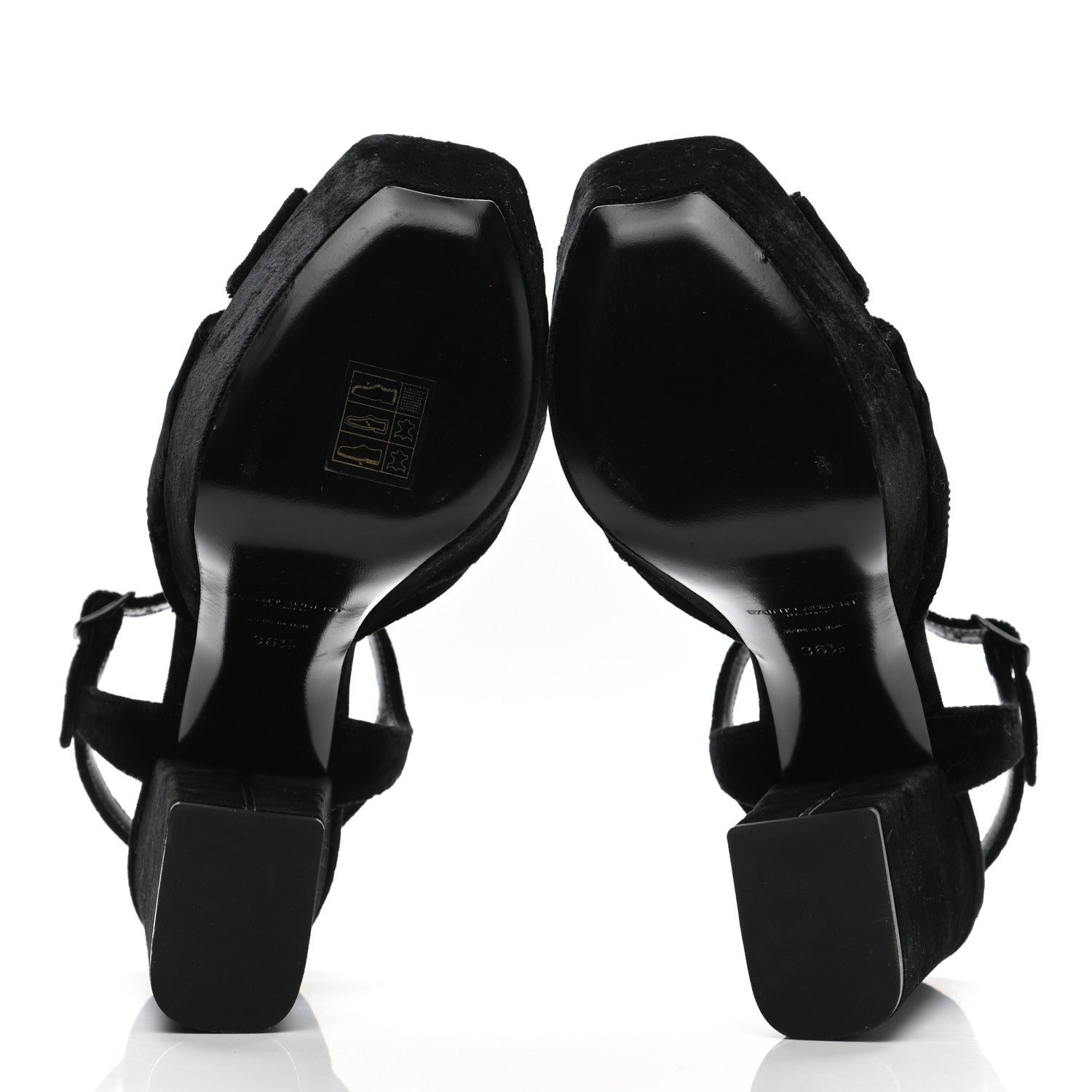 Saint Laurent Crushed Velvet Farrah Platform Sandals 36.5 Black 5 of 9