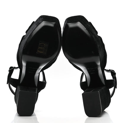 Saint Laurent Crushed Velvet Farrah Platform Sandals 36.5 Black 5 of 9