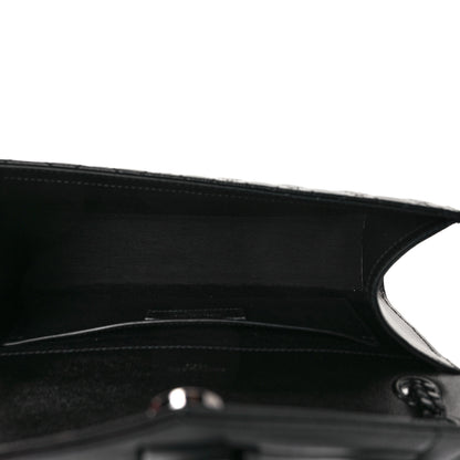 Saint Laurent Grain De Poudre Textured Mixed Matelasse Triquilt Medium Monogram Satchel Black 5 of 12