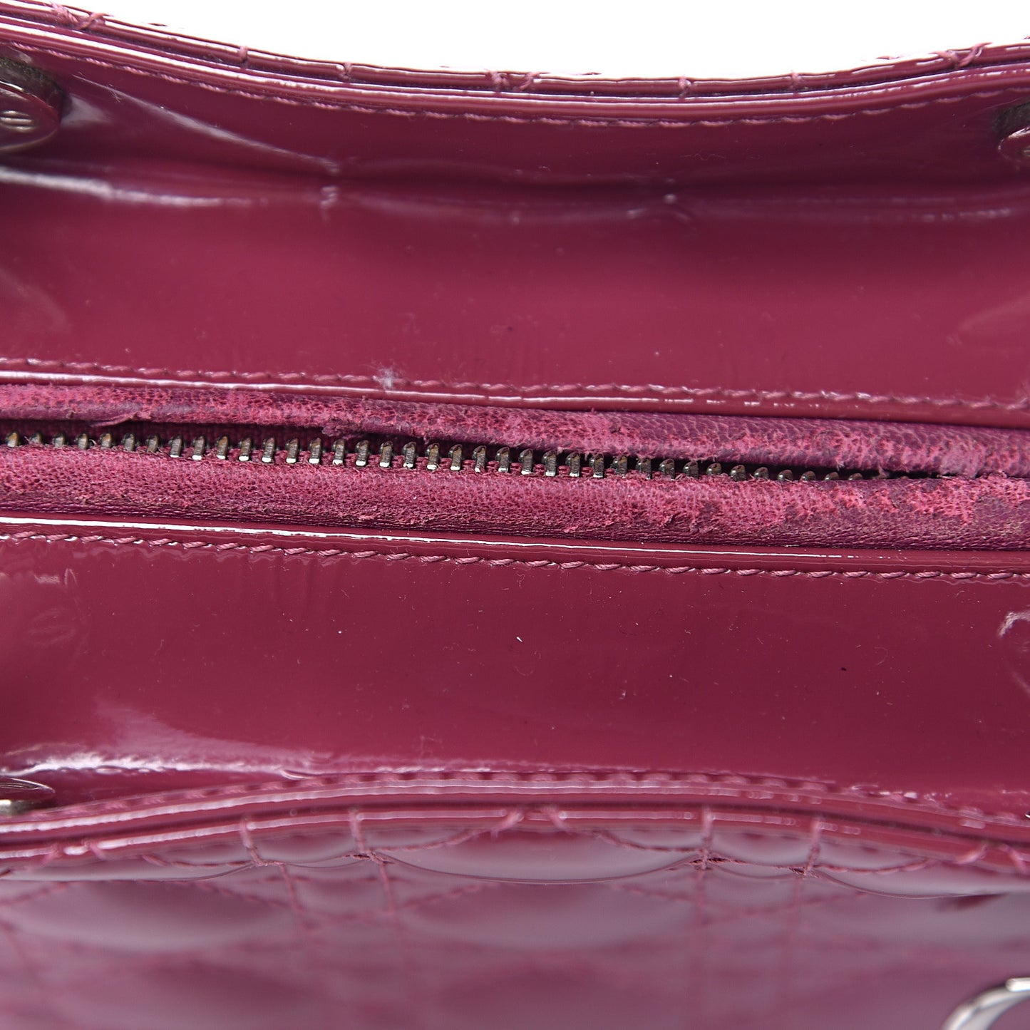 Patent Cannage Medium Lady Dior Dark Pink