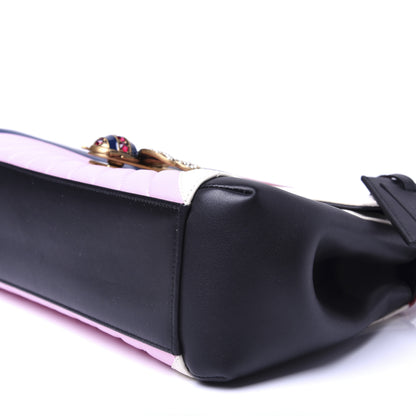 Gucci Calfskin Bamboo Trapuntata Queen Margaret Top Handle Bag Blue Agata Hibiscus Red Mystic White Sugar Pink 7 of 20