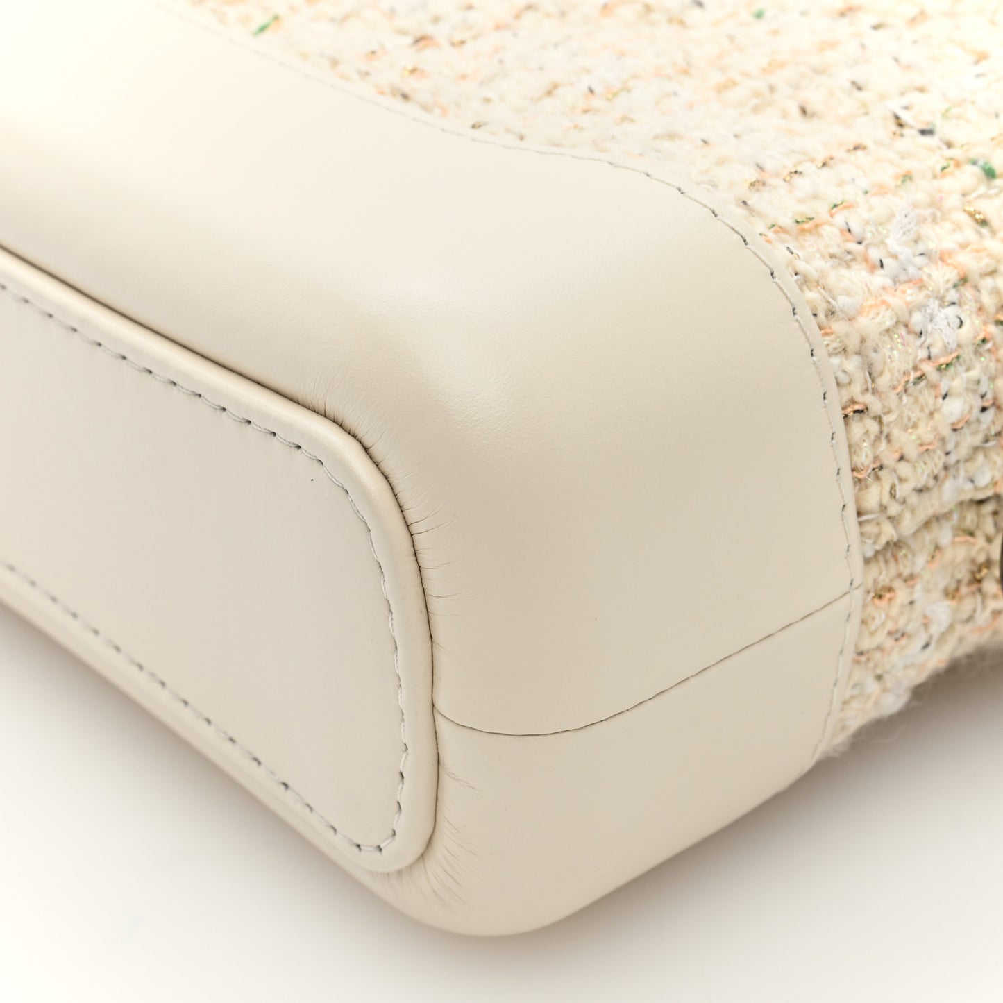 Tweed Calfskin Quilted Small Gabrielle Hobo Beige Ivory