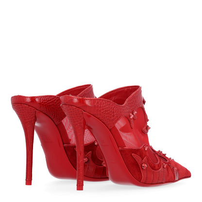 Christian Louboutin Embossed Alligator Veau Velours Mesh Studded Mulatiag 100 Pumps 37 Loubi 5 of 9