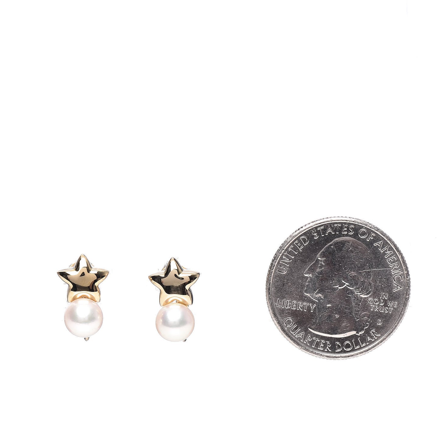 18K Yellow Gold Akoya Pearl 6.5mm Star Screw Back Earrings