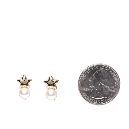Mikimoto 18K Yellow Gold Akoya Pearl 6.5mm Star Screw Back Earrings 2 of 4