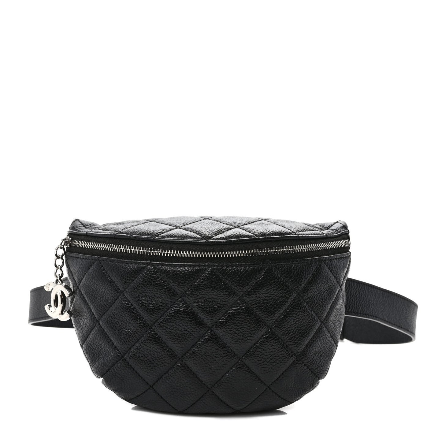 Grained Calfskin Quilted Waist Belt Bag Black