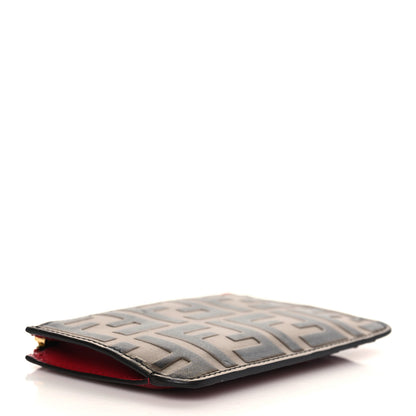 Fendi Vitello Cruise F is Fendi Bi-Color FF 1974 Embossed Key Case Pouch Maya Black Fragola 4 of 7