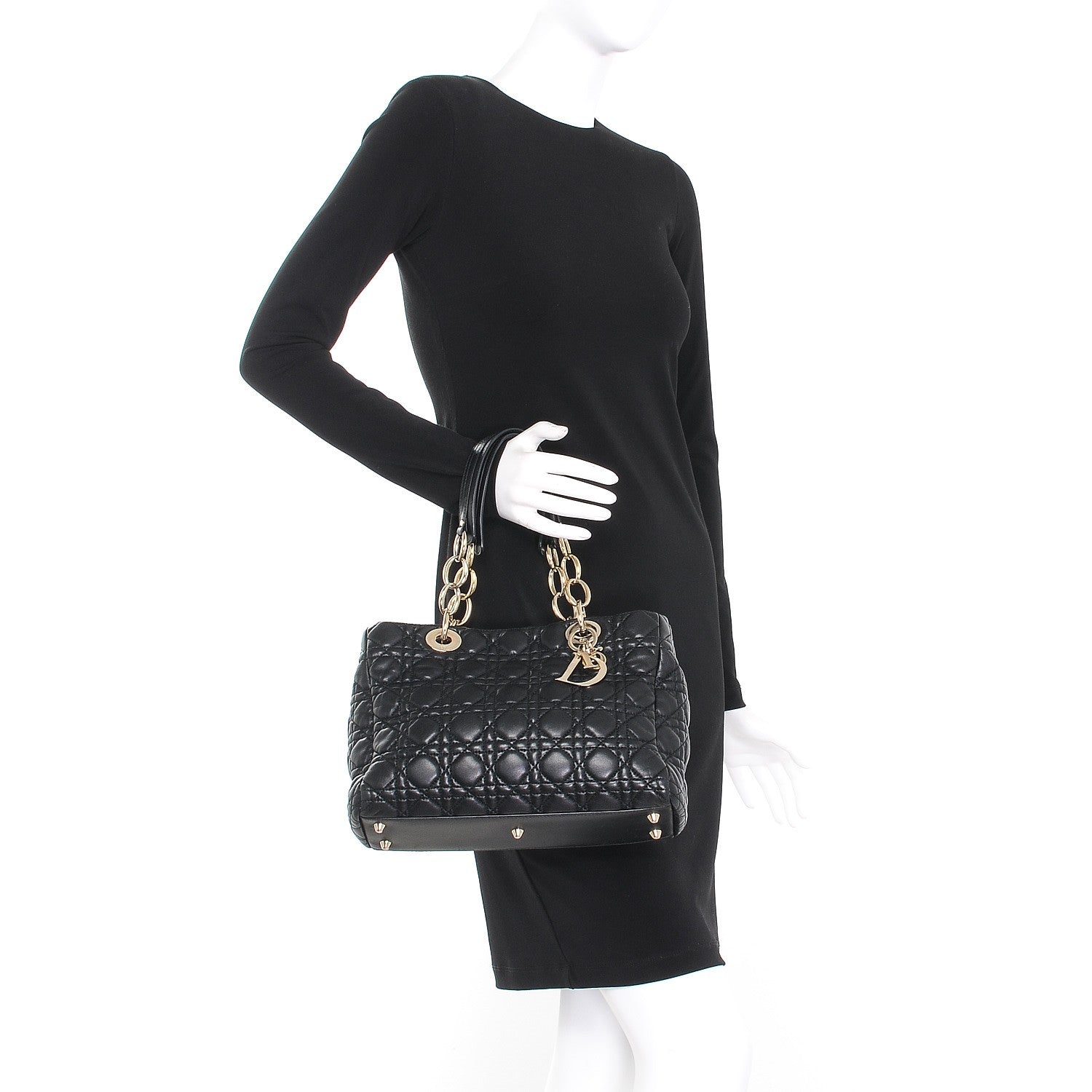 Christian Dior Lambskin Cannage Small Dior Soft Shopping Tote Black 2 of 6