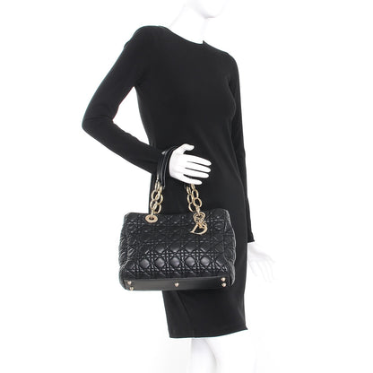 Christian Dior Lambskin Cannage Small Dior Soft Shopping Tote Black 2 of 6