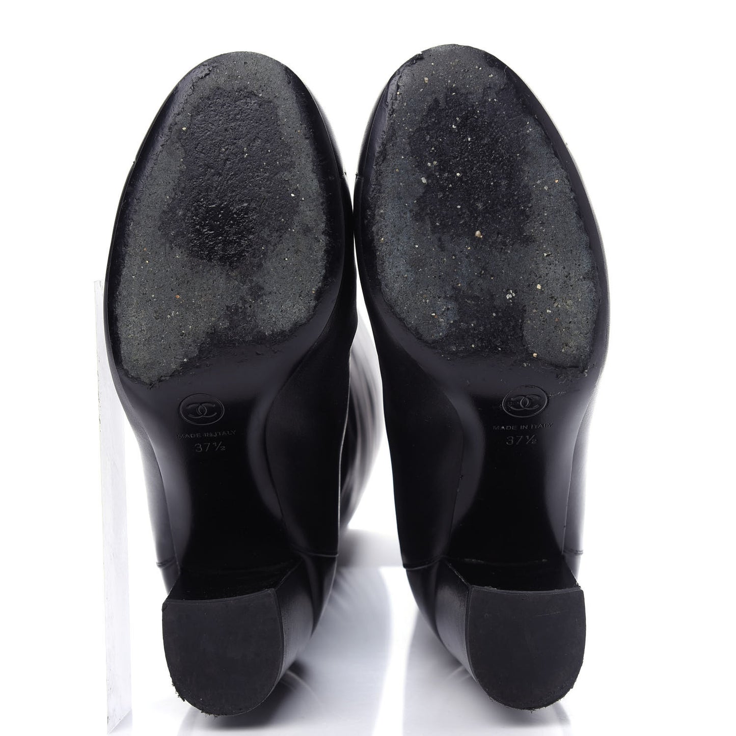 Calfskin CC Knee High Boots 37.5 Black