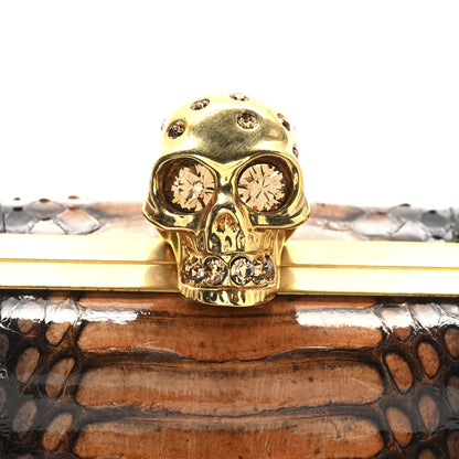 Alexander McQueen Python Skull Box Clutch Brown 10 of 12