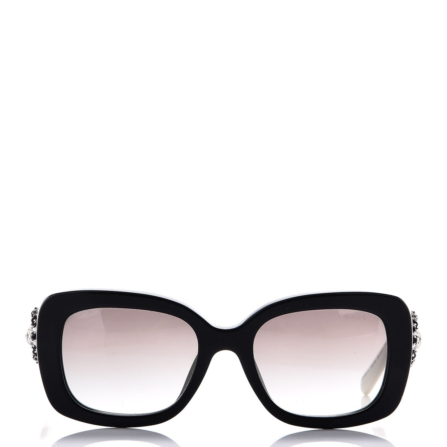 Crystal Ornate Square Baroque Sunglasses White Black