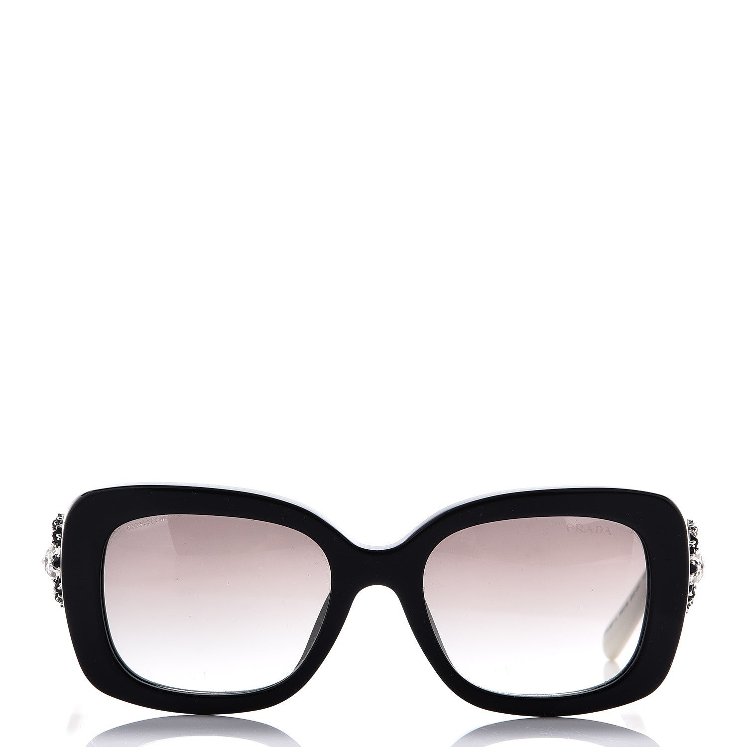 Prada Crystal Ornate Square Baroque Sunglasses White Black 2 of 11